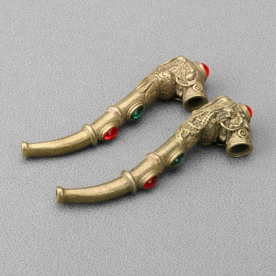 工厂批发仿古玩镶嵌龙凤烟嘴貔貅烟斗做旧老式烟具工艺品收藏摆件图3