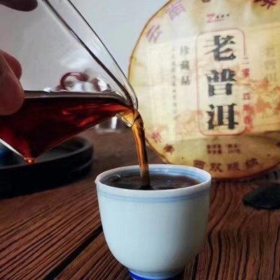 批发云南茶叶普洱茶勐海熟茶饼老普洱七子饼茶金芽饼357g 普洱茶图4
