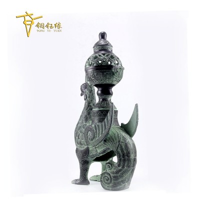 青铜器仿古做旧凤凰熏炉香炉礼品摆饰铜工艺品摆件批发厂家直销图4