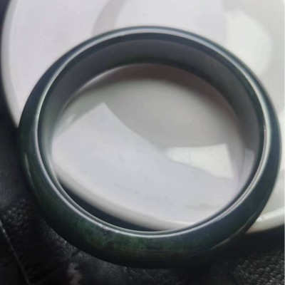 天然墨绿玉手镯药王石玉镯礼品蛇纹玉批发含磁性玉器货源A货手图5
