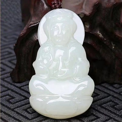 批发玉器阿富汗白玉观音吊坠 批发白玉观音佛挂件玉器图2