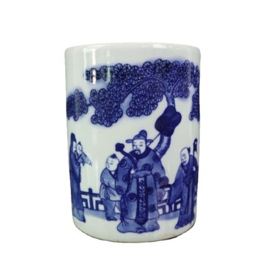 仿古做旧古玩批发青花图纹笔筒新中式客厅摆件陶瓷工艺品新品图5