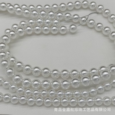澳白色水晶玻璃全孔珍珠 正圆直孔玻璃仿珍珠配件项链手链DIY配件图2