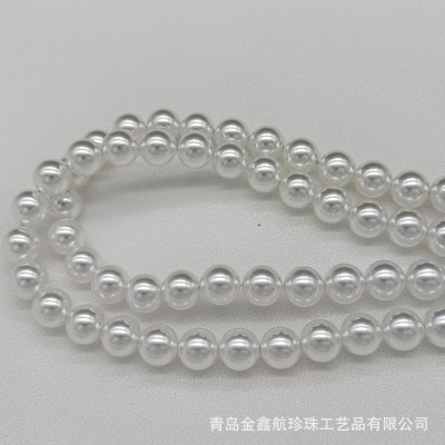 澳白色水晶玻璃全孔珍珠 正圆直孔玻璃仿珍珠配件项链手链DIY配件图4