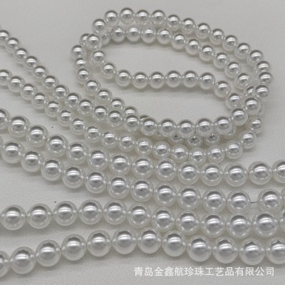 澳白色水晶玻璃全孔珍珠 正圆直孔玻璃仿珍珠配件项链手链DIY配件图3