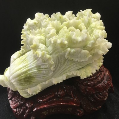 玉石雕刻摆件玉白菜家居开业礼品蓝田玉白菜玉器创意白菜玉工艺品图3