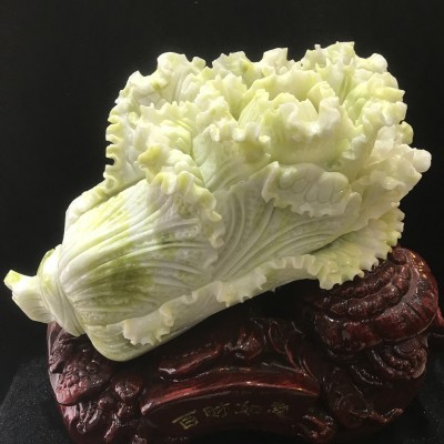 玉石雕刻摆件玉白菜家居开业礼品蓝田玉白菜玉器创意白菜玉工艺品图2