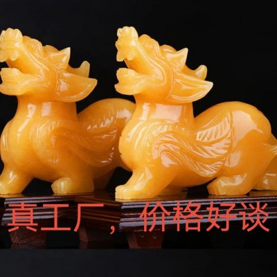天然黄玉貔貅摆件米黄玉聚宝盆玉石家居客厅办公室桌面批发 玉石厂图2