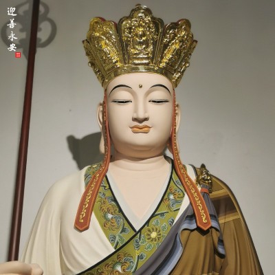 树脂彩绘地藏王菩萨玻璃钢木雕大漆胎脱佛像佛堂摆件迎善永安工艺图4