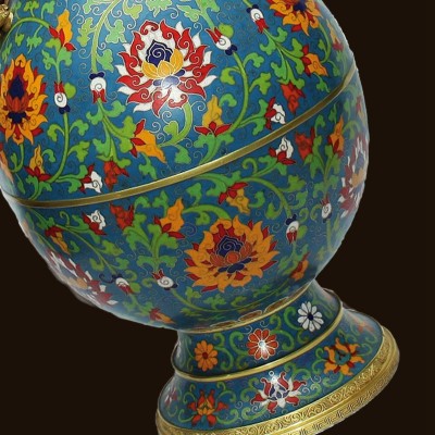 迎善永安 纯铜摆件景泰蓝龙耳花瓶铜胎鎏金掐丝珐琅工艺品摆件图3