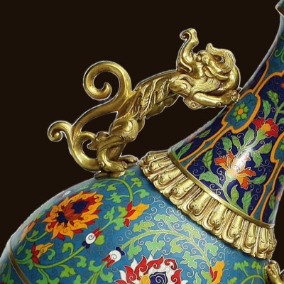 迎善永安 纯铜摆件景泰蓝龙耳花瓶铜胎鎏金掐丝珐琅工艺品摆件图4