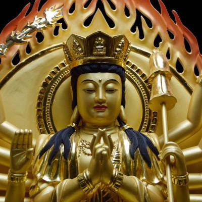 木雕佛像准提佛母菩萨手工贴金彩绘佛堂供奉工艺品摆件厂家直销图3