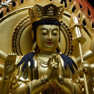 木雕佛像准提佛母菩萨手工贴金彩绘佛堂供奉工艺品摆件厂家直销图4