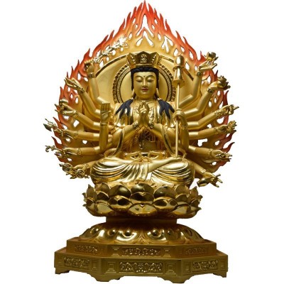木雕佛像准提佛母菩萨手工贴金彩绘佛堂供奉工艺品摆件厂家直销图5