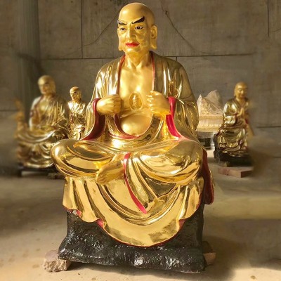 纯铜罗汉雕塑铸铜金色人物寺庙供奉神像座像黄铜厂家批发罗汉雕塑图2